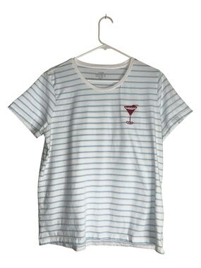 J. Crew Factory Blue White Martini Graphic Tee Sz XL